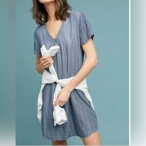 Cloth & Stone Chambray Geometric Print Dress Size Large